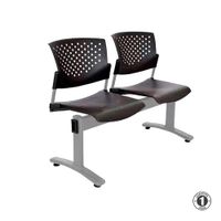 Tandem De Espera Butterfly Negro 2 Asientos Estructura Gris Althea Confort