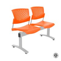 Tandem De Espera Butterfly Naranja 2 Asientos Estructura Gris Althea Confort