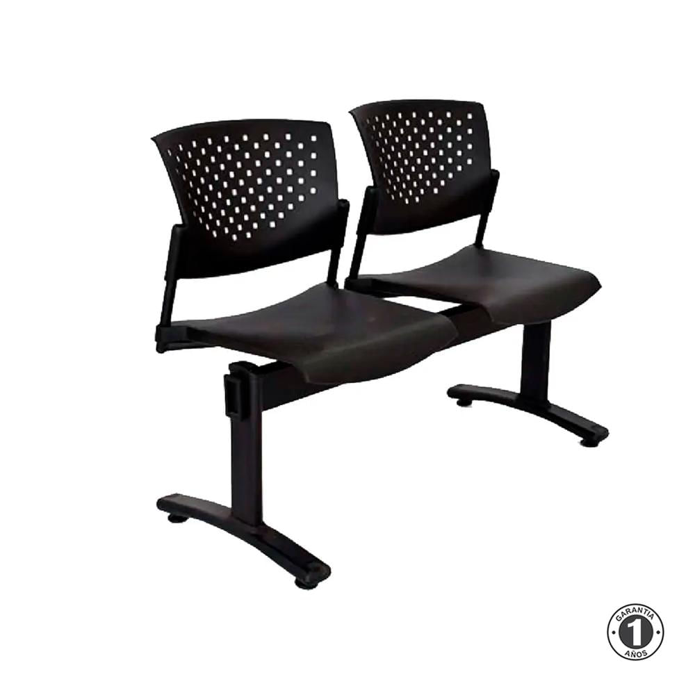 Tandem De Espera Butterfly Ve Negro 2 Asientos Estructura Negro Althea Confort