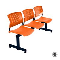 Tandem De Espera Butterfly Ve Naranja 3 Asientos Estructura Negro Althea Confort