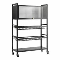 Estante Organizador Metálico Multifuncional con Ruedas Puerta Corrediza Canastillas Rejilla Cocina