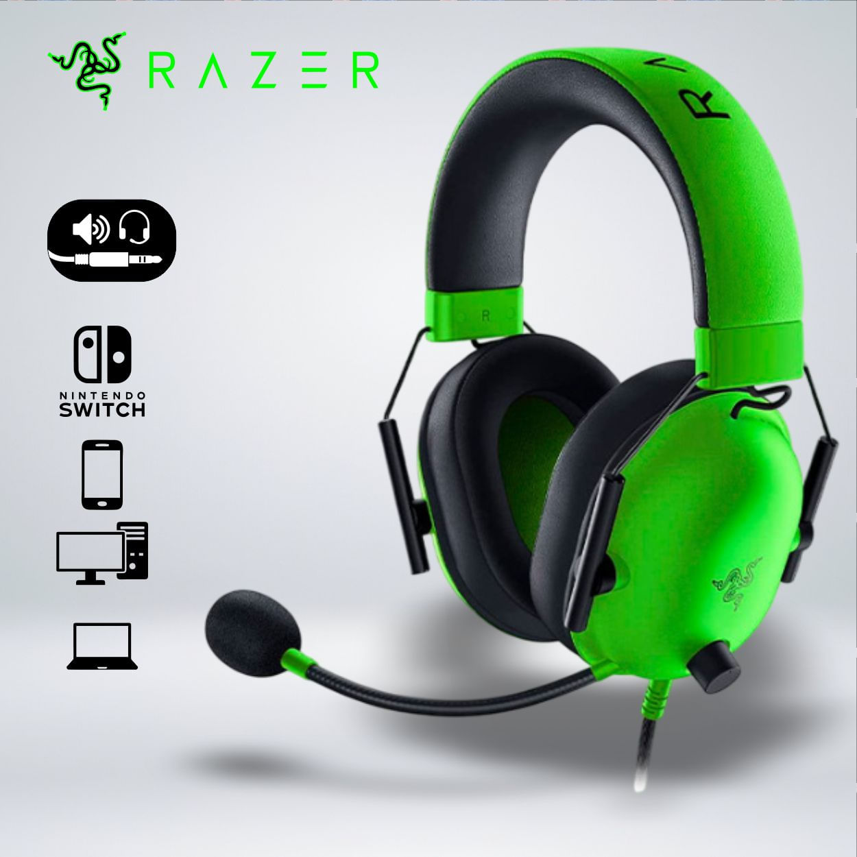 AUDIFONO GAMER BLACKSHARK V2 X MULTIPLATAFORMA SONIDO ENVOLVENTE 7.1 VERDE