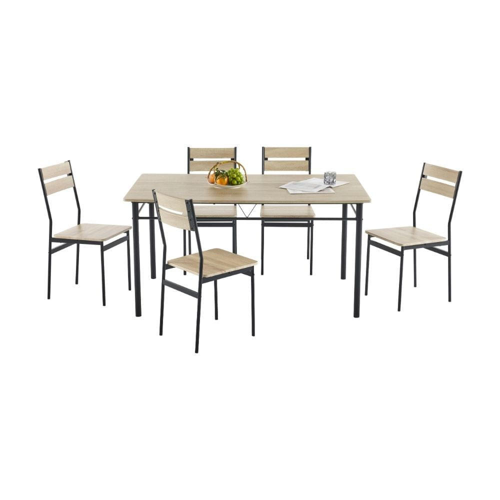 Juego de Comedor Orange Modelo AFT179 MDF Tabaco/Beige con 6 Sillas