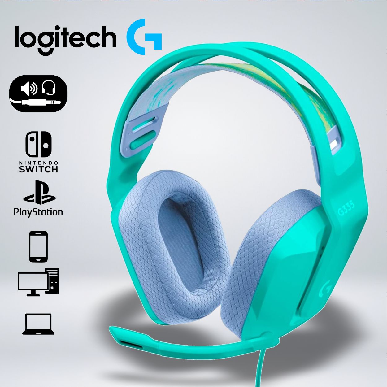 AUDIFONO GAMER G335 MAGNIFICO SONIDO MULTIPLAFORMA PC PS NSWITCH XBOX SPHONE VERDE