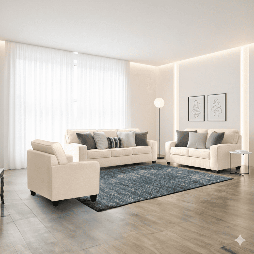 Juego de Sala Raven 3-2-1 + Banqueta Beige Juego de Sala Raven 3-2-1 y Banqueta Beige Juego de Sala Raven 3-2-1 + Banqueta Beige Juego de Sala Raven 3-2-1 y Banqueta Beige