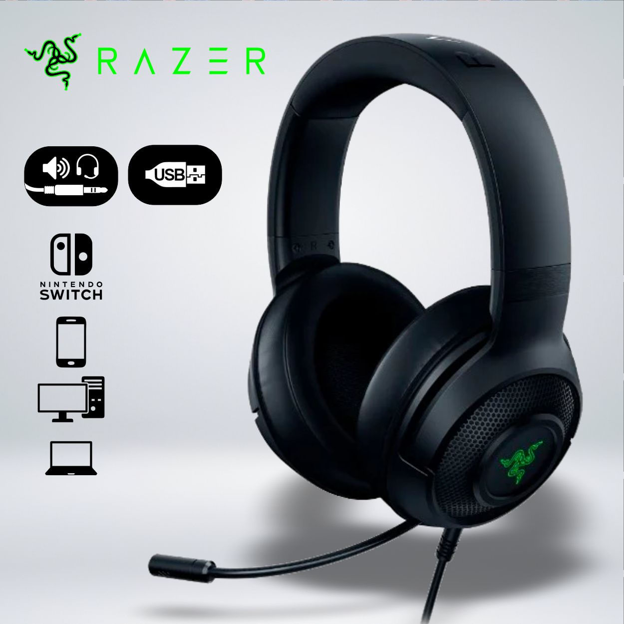 AUDIFONO GAMER KRAKEN V3 X RGB USB SONIDO ENVOLVENTE 7.1 MICROFONO HYPERCLEAR