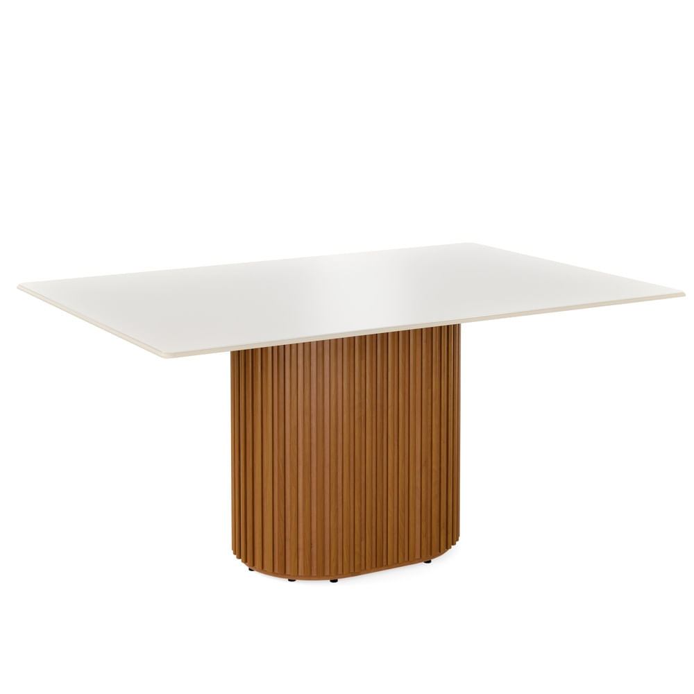 MESA DE COMEDOR LIVING 1.6 CON VIDRIO CANELA  OFF WHITE