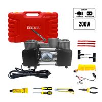 Compresor de Aire Portatil Doble Piston Inflador Llanta Asa Plegable