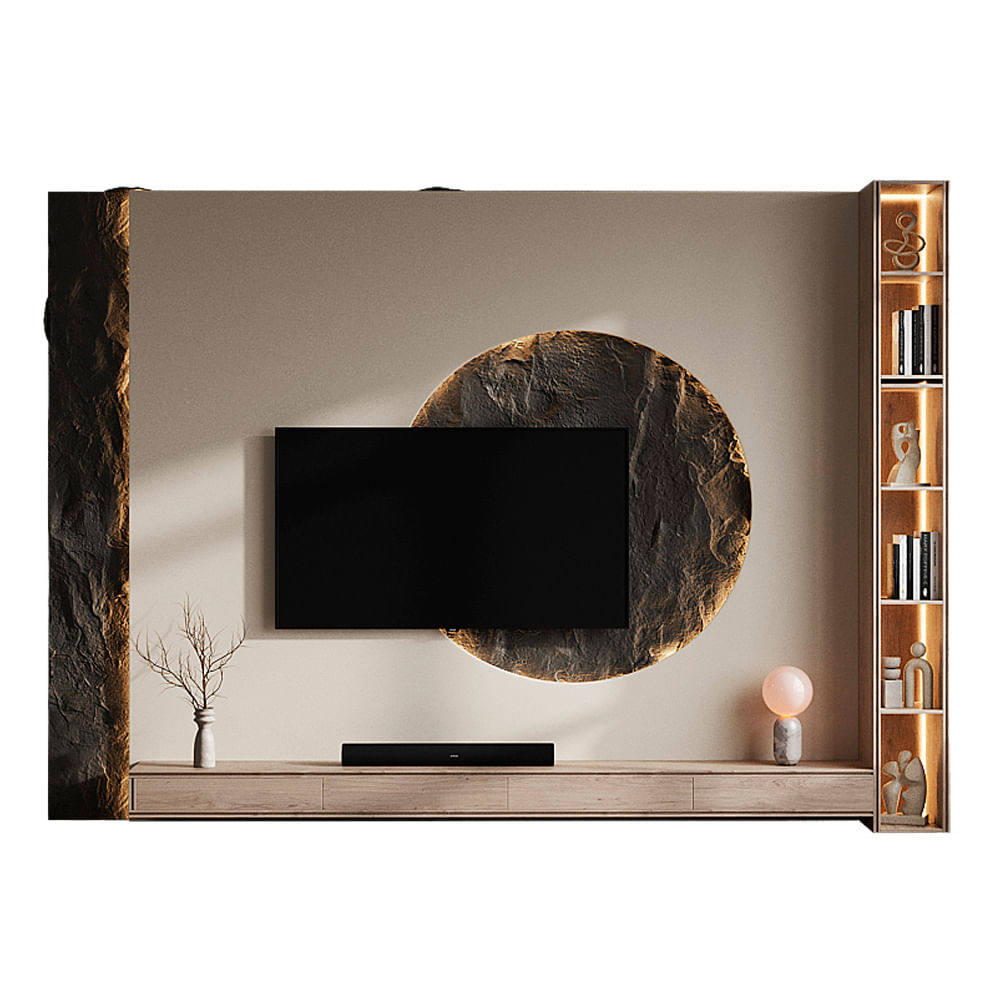 Centro de Entretenimiento Luna - Beige y Marrón