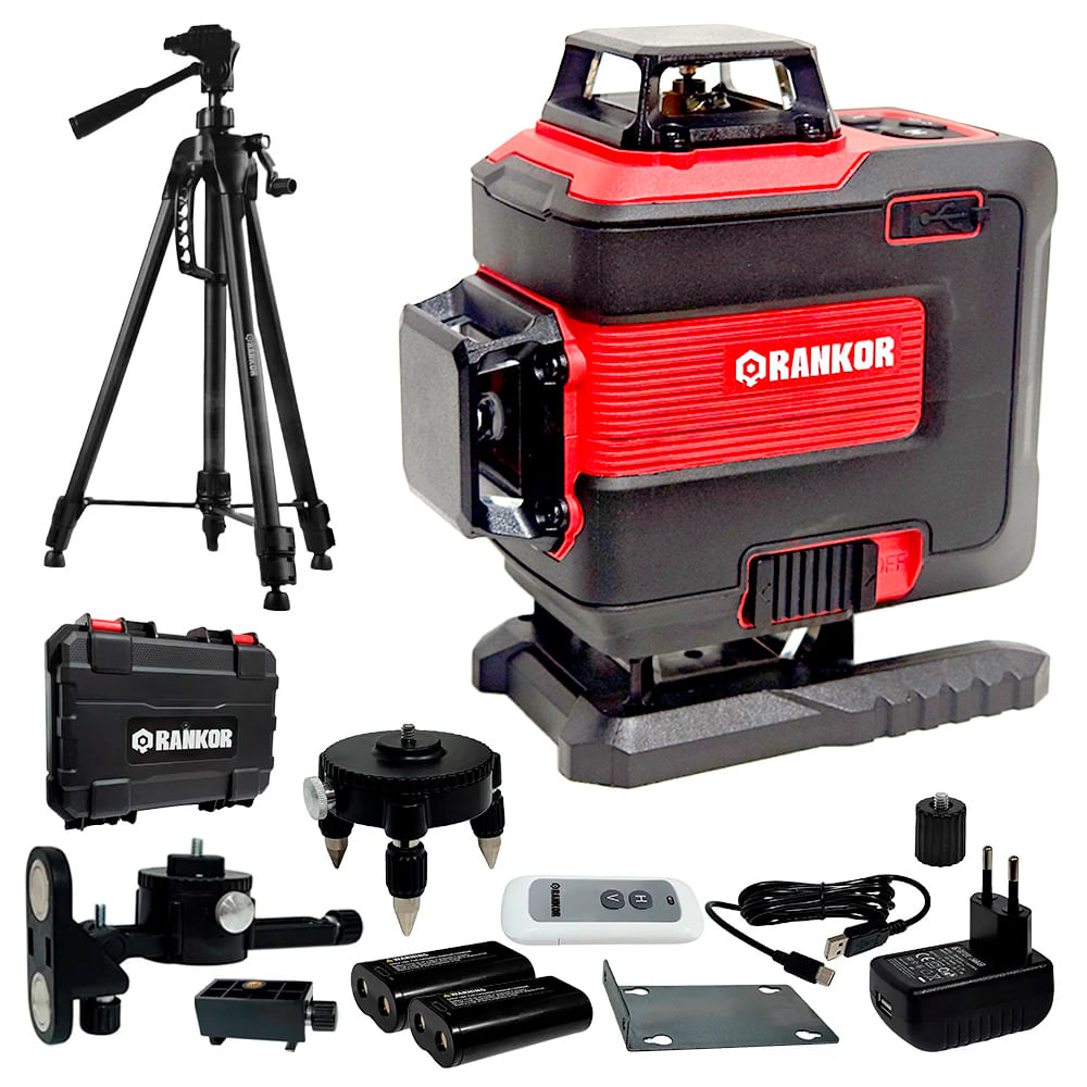 NIVEL LASER 4D VERDE INDUSTRIAL RANKOR RLG16002KIT 16 LINEAS Y TRIPODE