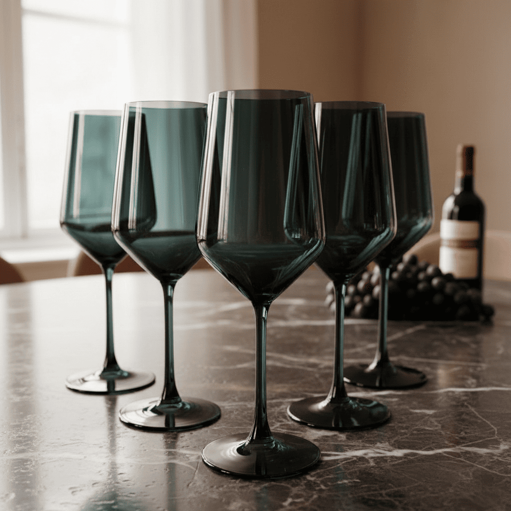 Copa de Vino Negro Translúcido Diseño Elegante y Moderno