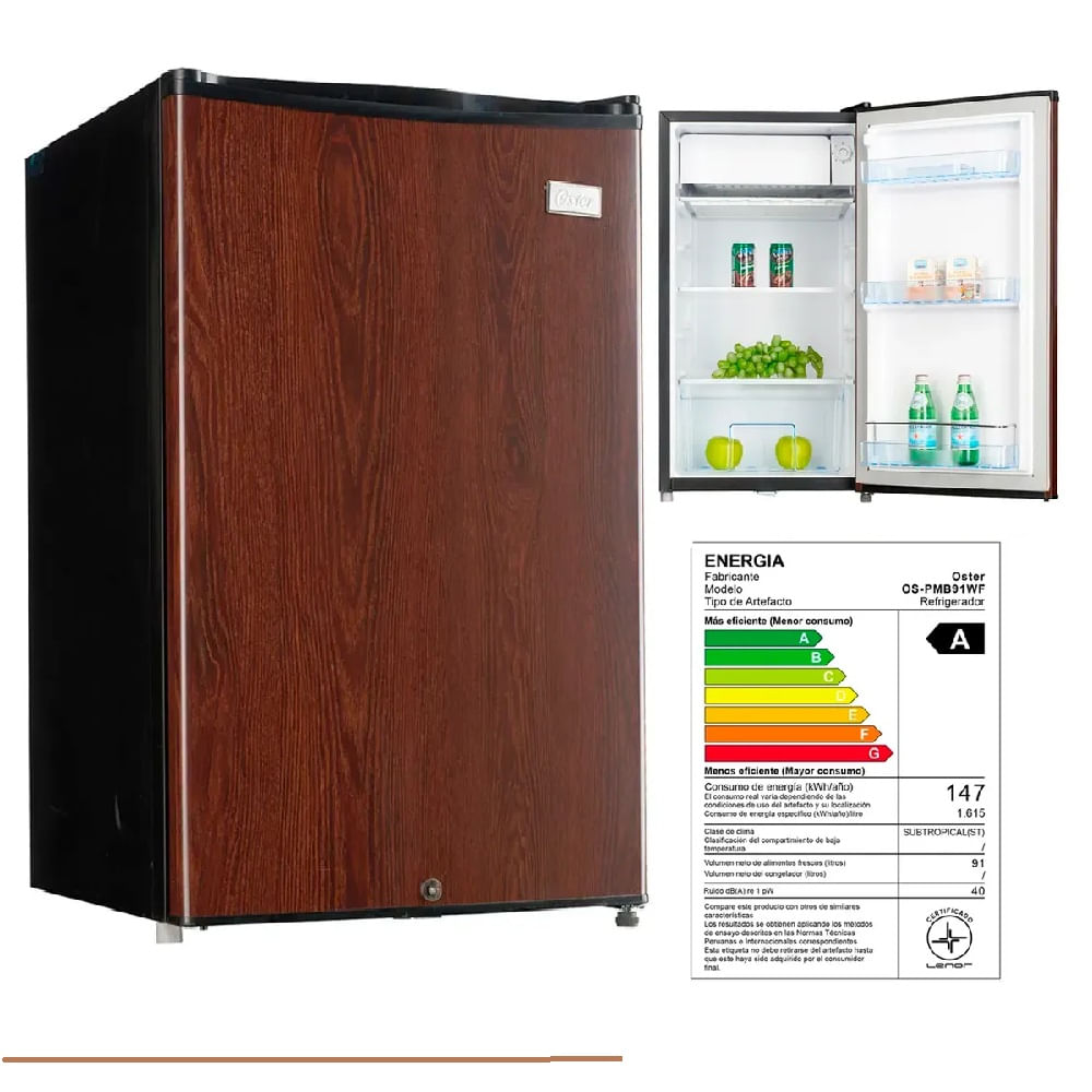 Nuevo Frigobar Oster OSPMB91WF Madera 91 Lt