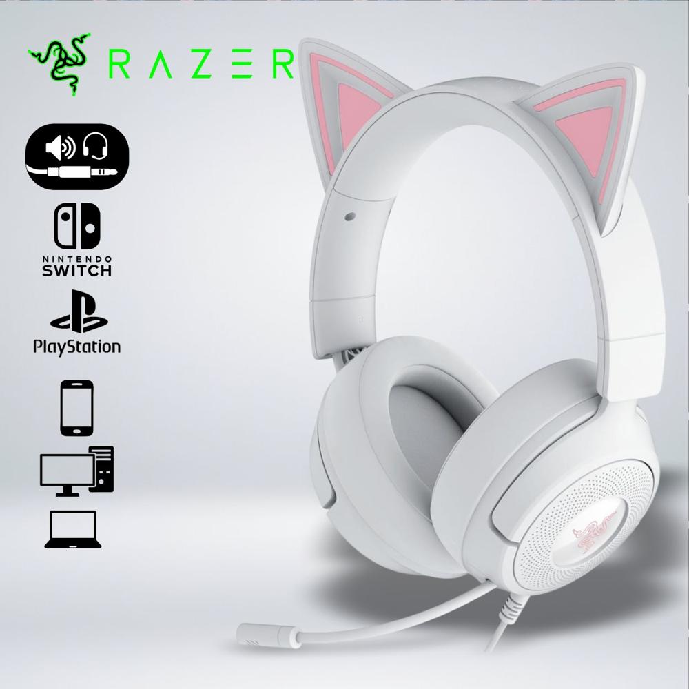 AUDIFONO GAMER KRAKEN KITTY V3 X HYPERCLEAR MICRO SONIDO 7.1 MULTI PLATAFORMA BLANCOS