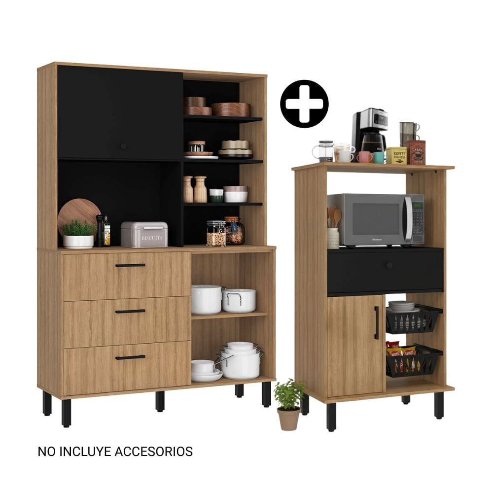COMBO Orange: Mueble Alacena de Cocina Mariana 120cm MDP + Mueble Multiuso de Cocina Mariana MDP 1 Cajón