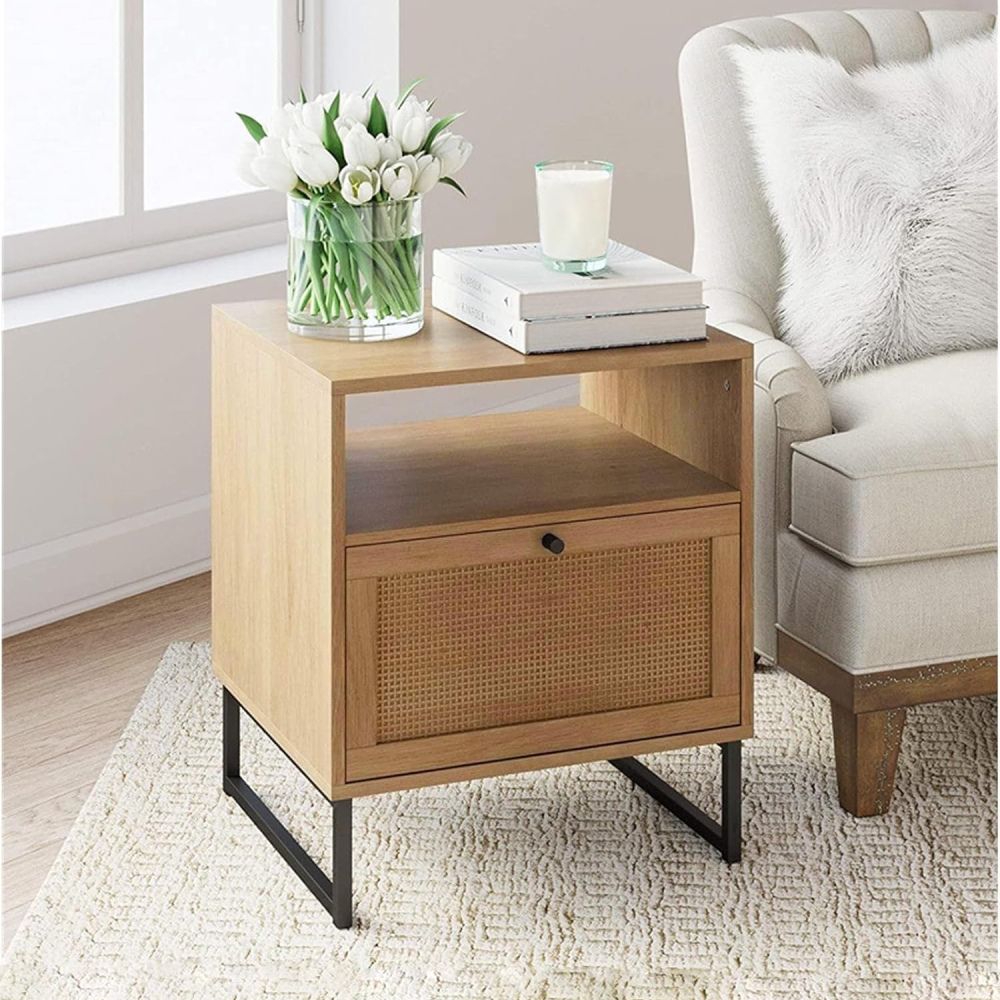 Velador Mesa de Noche Leah Marrón - Masiva Home