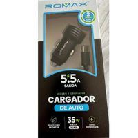 Cargador De Carro 60w Romax Usb Y Tipo C  Negro carga rápida