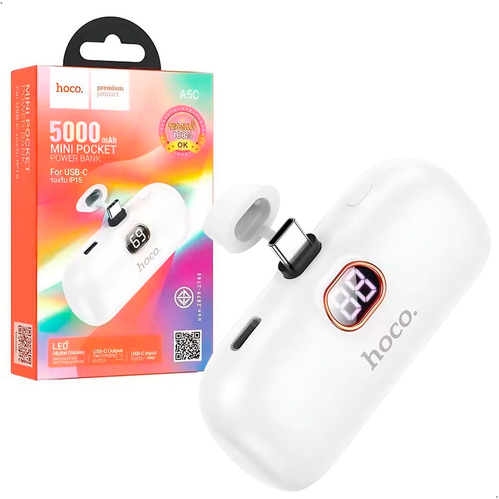 Hoco A5c Power Bank 5000mah Tipo C Panatalla Led