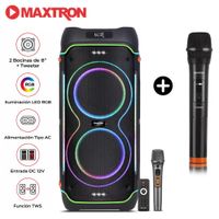 Promo Torre de Sonido Maxtron MX 834 Zingany USB BT TWS  02 Micrófonos