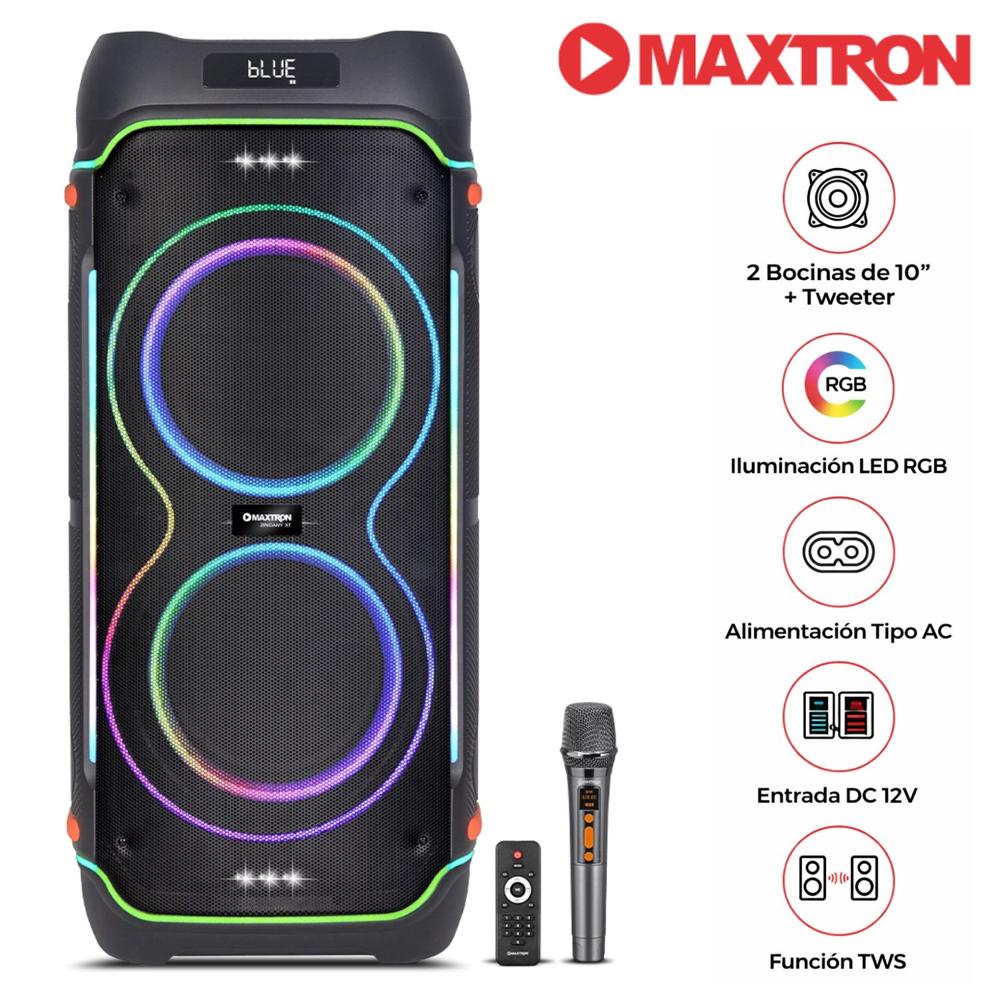 Torre de sonido Maxtron MX 1034 Zingany XT BT USB TWS Luces RGB