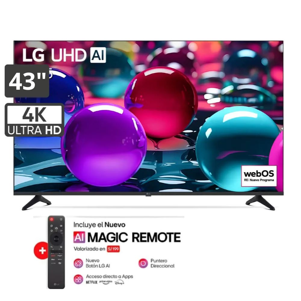 Televisor Smart UHD 4K 43'' LG ThinQ AI 43UA7300PSB 2025 - Magic Remote Televisor Smart UHD 4K 43'' LG ThinQ AI 43UA7300PSB 2025 - Magic Remote