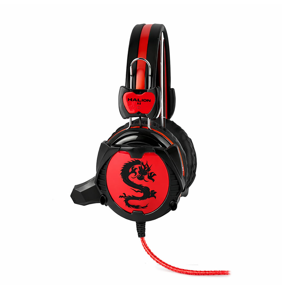 Audífono Halion S2 Gaming con conectividad de 3.5mm y color negro con rojo