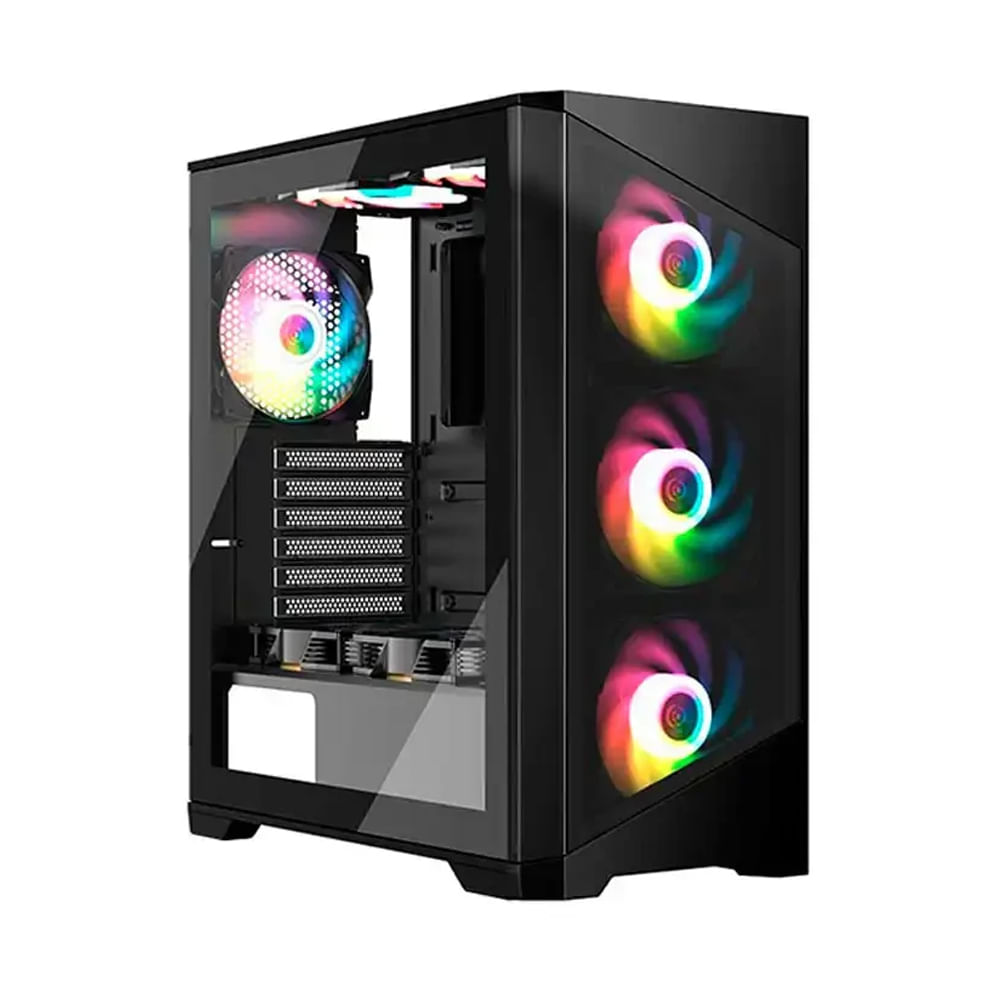 Case gamer Halion Aries 06 con fuente 600W y panel de vidrio templado