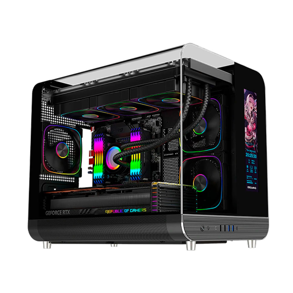 Case Gamer ESGAMING Aircraft 007 Sin Fuente Ventilación 3 Fan Cooler Panel Vidrio Templado Negro