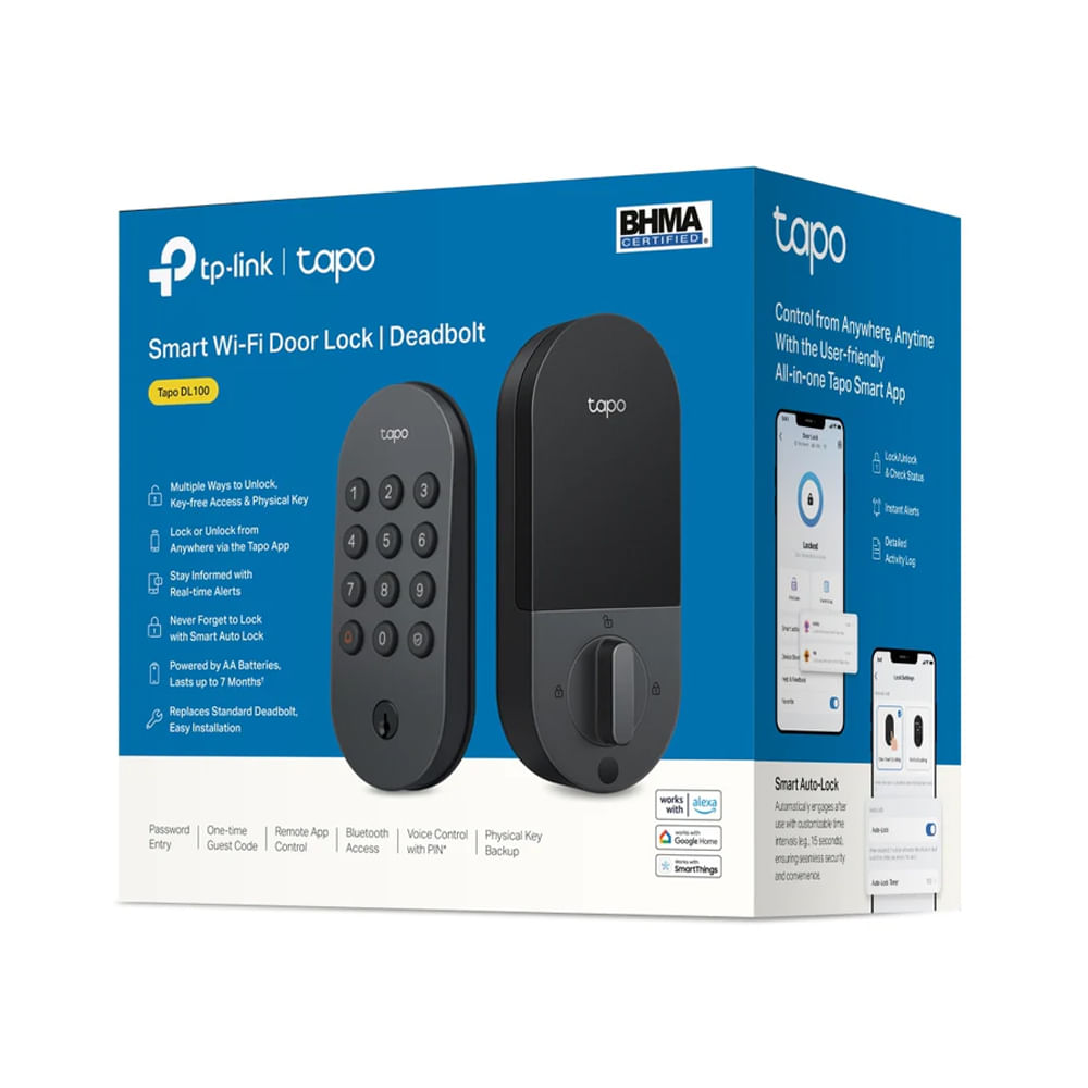 TP-Link Tapo DL100 Cerradura Inteligente Wi-Fi con Control Remoto y Seguridad Avanzada