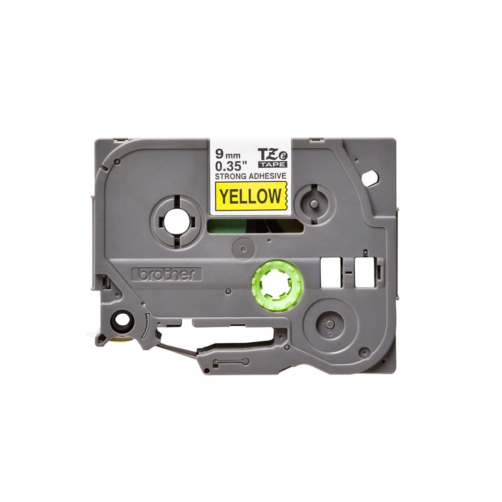 Cinta Brother TZES621 Negra sobre Amarillo 3/8 Pulgadas Etiquetadora Adhesiva