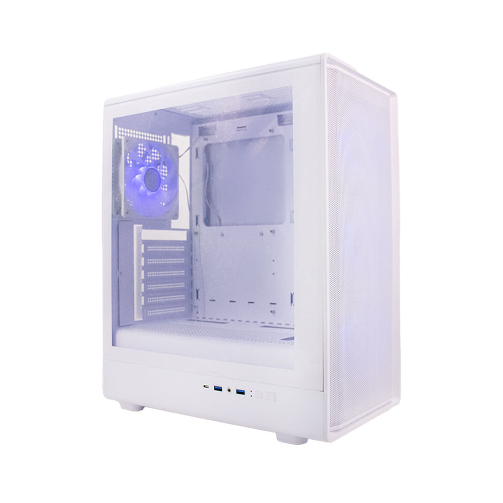 Gabinete ATX TEROS GM TE1329 Mid Tower Blanco con Panel Acrílico y Flujo de Aire Optimizado