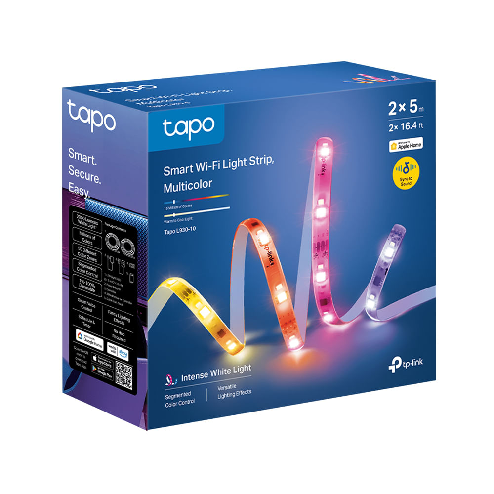 Tapo Franja de Iluminación LED RGBW 24W 5m 2500-6500K Paquete de 2