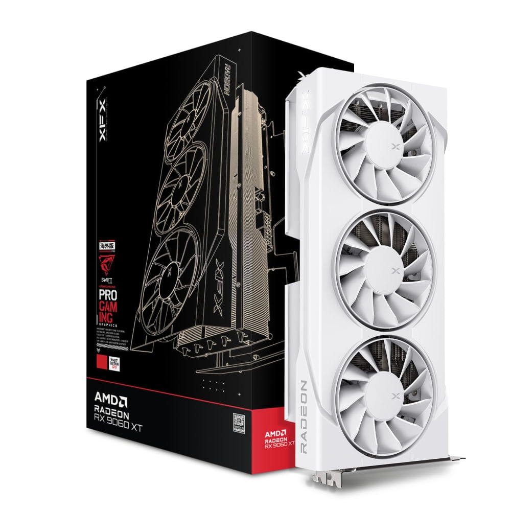 Tarjeta de video XFX Swift AMD Radeon RX 9060 XT OC 16GB Triple Fan Gaming Blanca