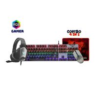 Combo Gaming 4 en 1 Teclado Mouse Auriculares y Mousepad