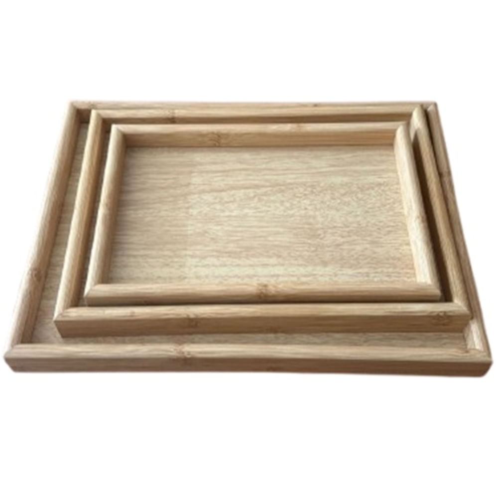 Set de Bandejas Rectangulares de Bambú x3 - Multiuso