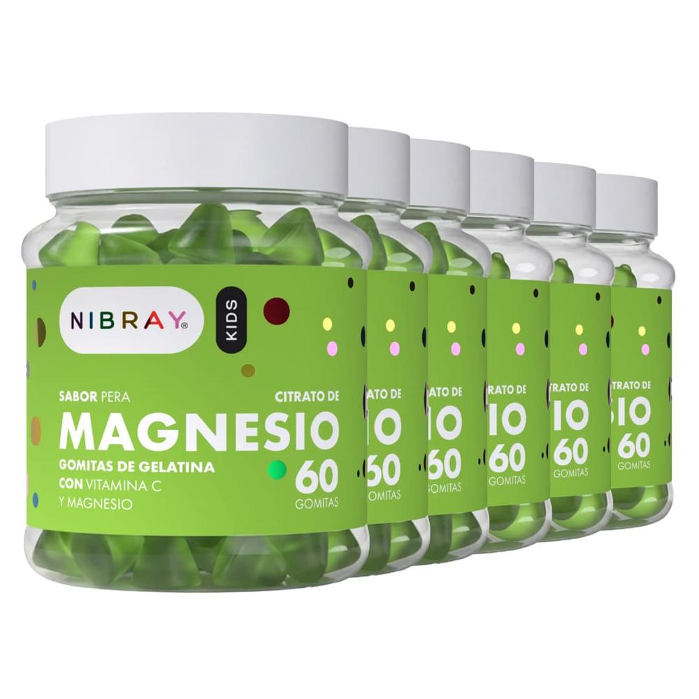Citrato de Magnesio con Vitamina C para Niños en Gomitas 6 Frascos Nibray Kids
