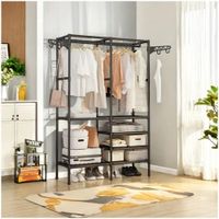 Ropero Colgador Organizador de Ropa 2 Cuerpos 173x107x36cm Negro