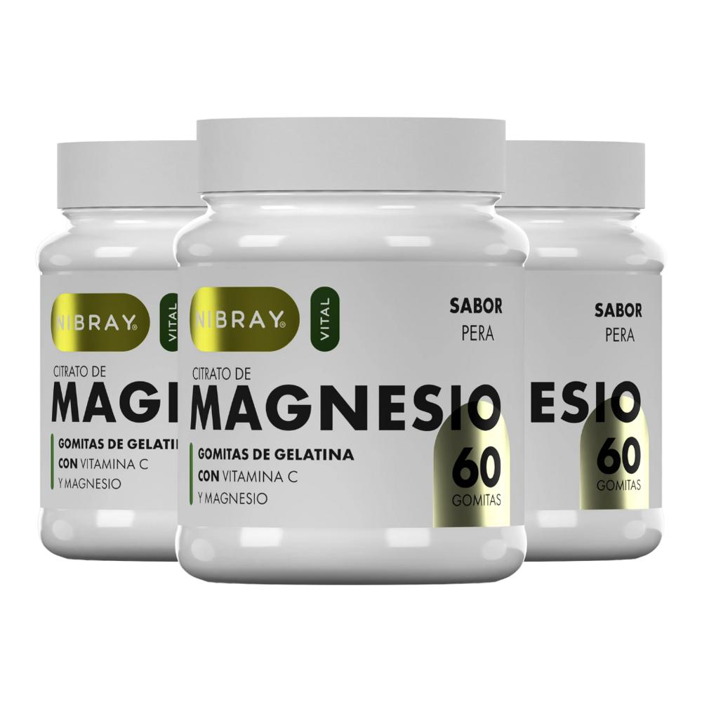 Citrato de Magnesio con Vitamina C en Gomitas 3 Frascos Nibray Vital