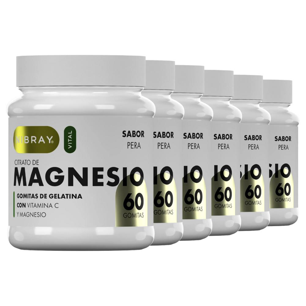 Citrato de Magnesio con Vitamina C en Gomitas 6 Frascos Nibray Vital