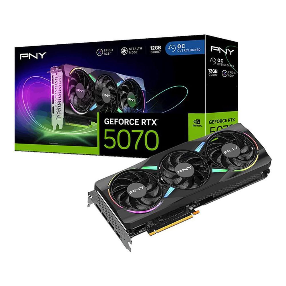 Tarjeta Gráfica PNY GeForce RTX 5070 12GB ARGB Overclocked VCG507012TFXXPB1-O
