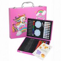 Maletin Set De Arte Oleo Plumones Y Pintura Juego De 50 piezas Rosado