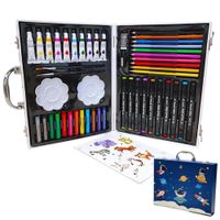 Maletin Set De Arte Oleo Plumones Y Pintura Juego De 50 piezas Azul