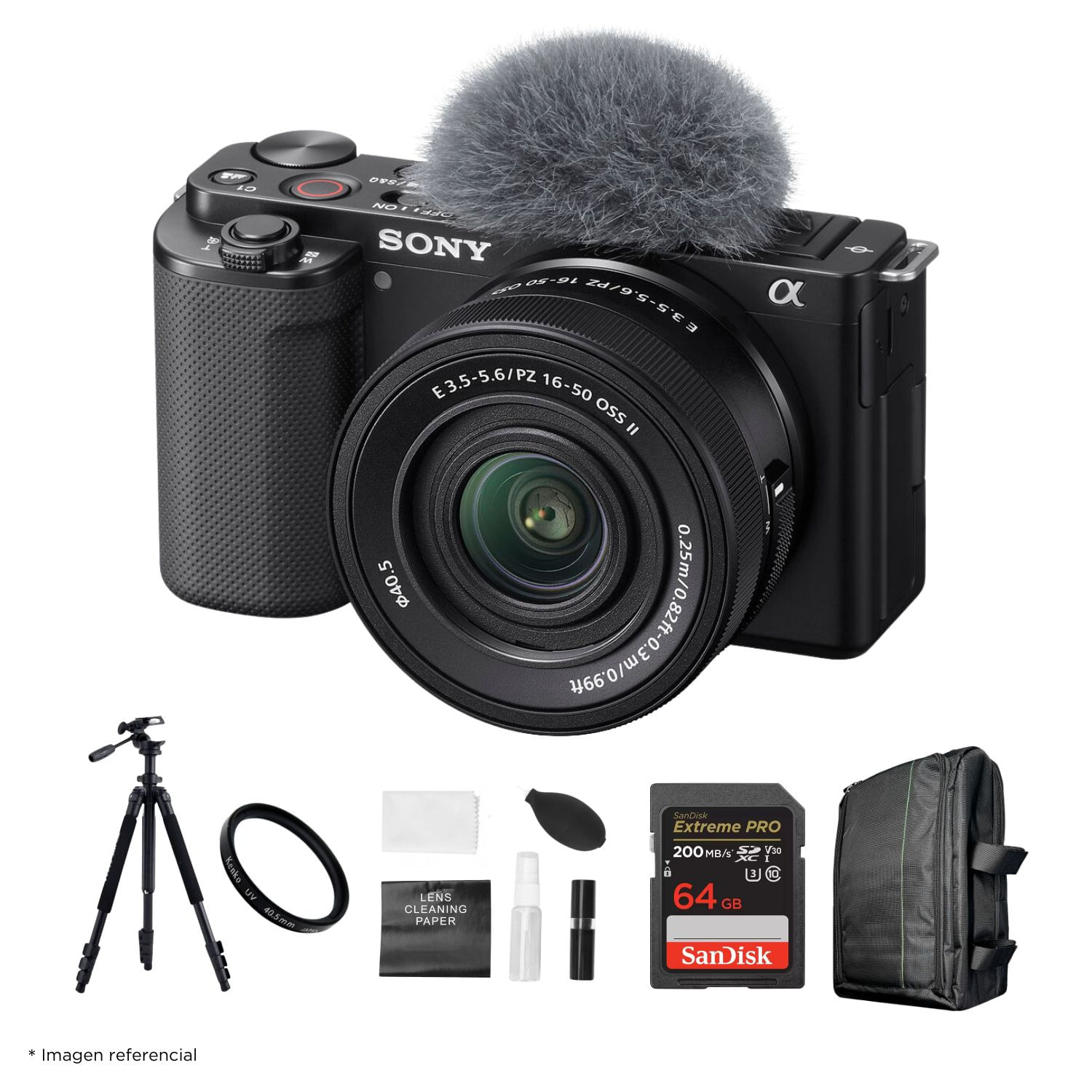Cámara Sony ZV-E10 Mirrorless y Lente 16-50mm f35-56 II y Kit Ultimate de Accesorios