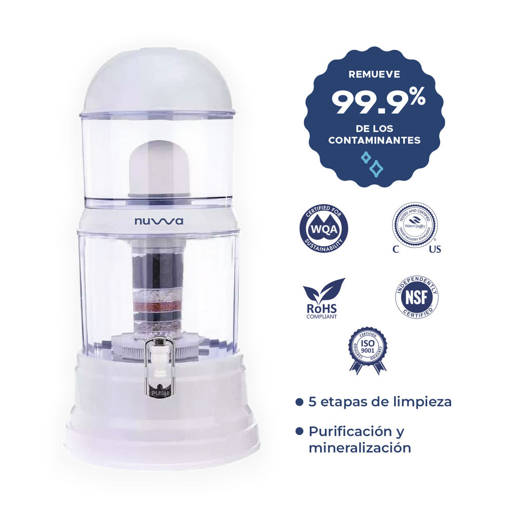 Filtro Purificador de Agua Bidón purificador Nuwa 14 Litros - Blanco