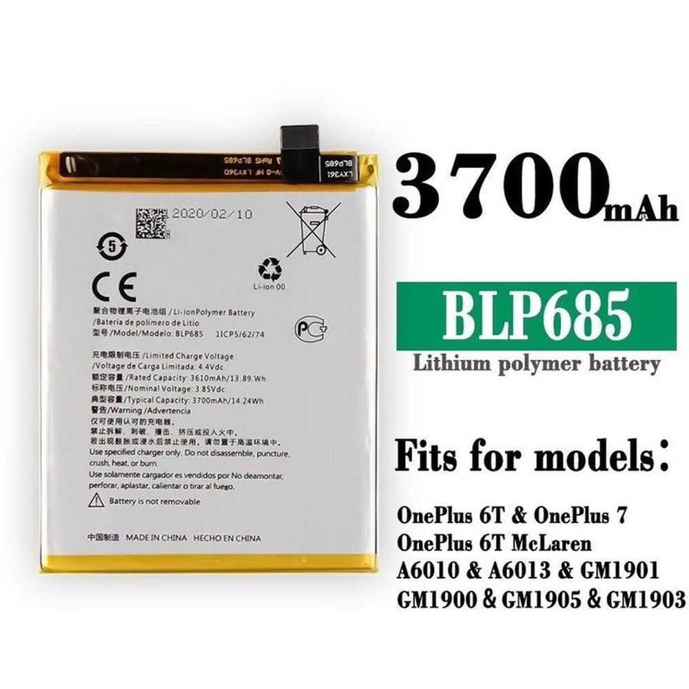 BATERIA ONE PLUS 6T - 7 BLP685 NUEVO-AMARILLO