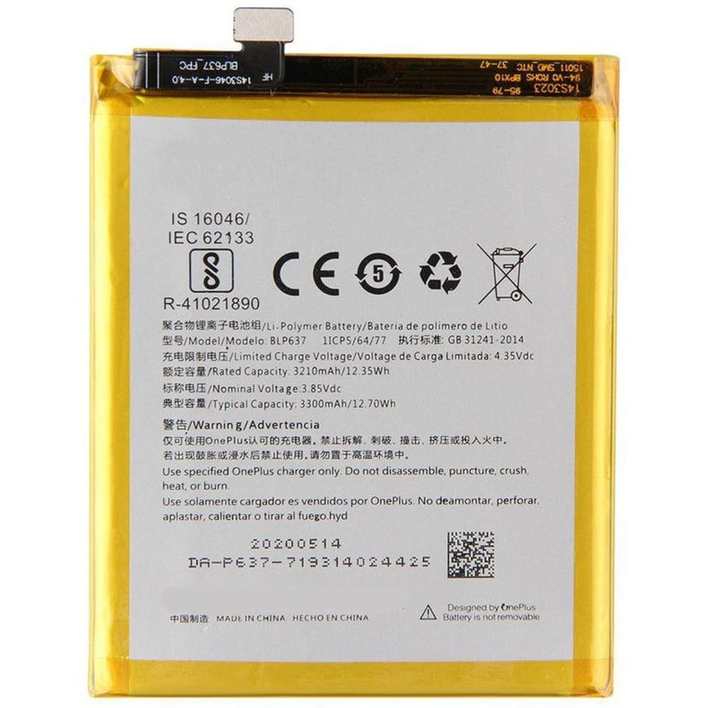 Bateria one plus 5 - 5t blp637 nuevo-amarillo