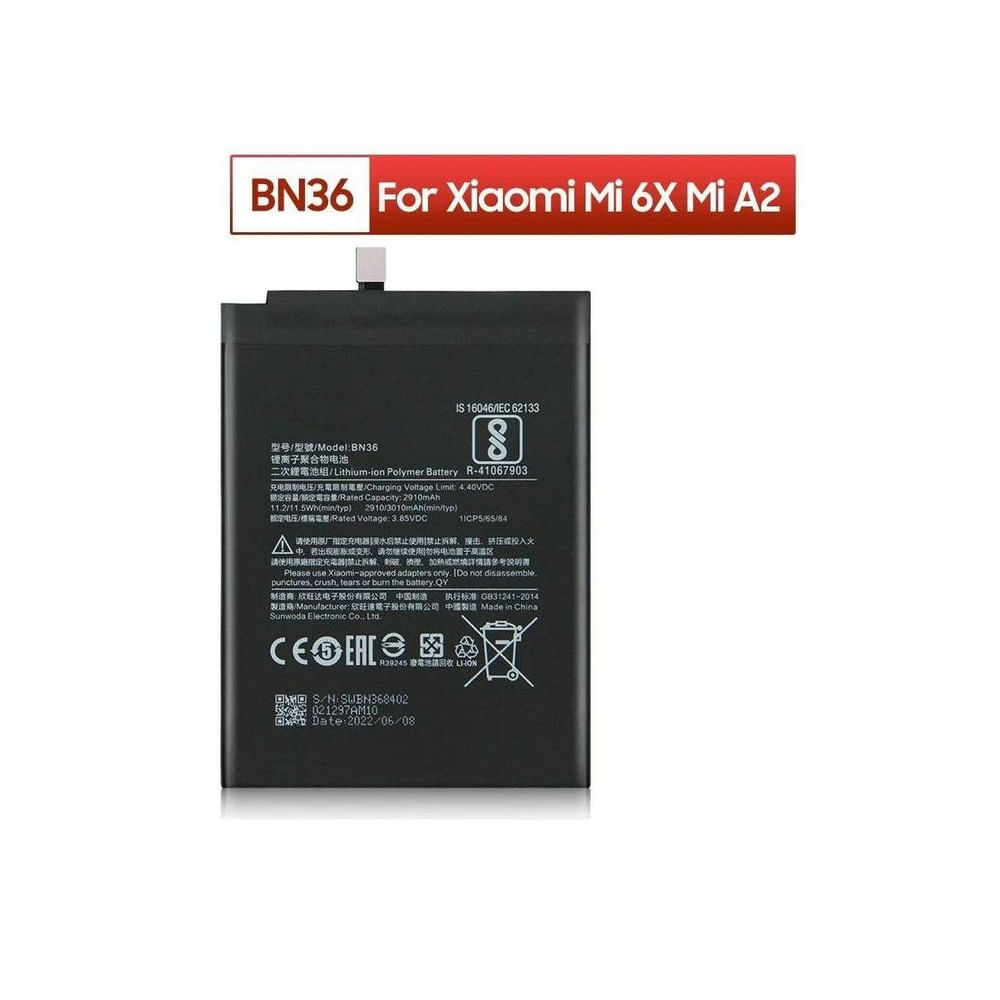 BATERIA MI A2 - MI 6X BN36 NUEVO-NEGRO
