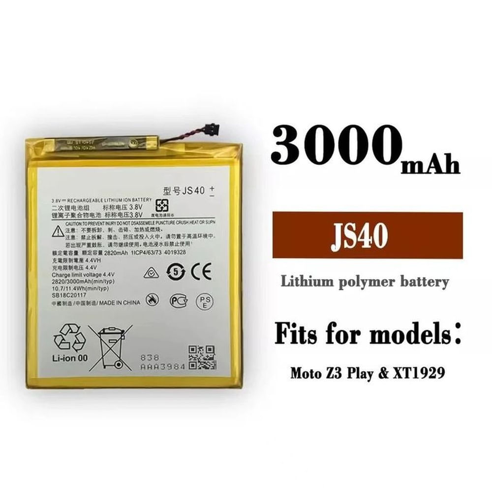 BATERIA MOTOROLA Z3 PLAY JS40 NUEVO-NEGRO.