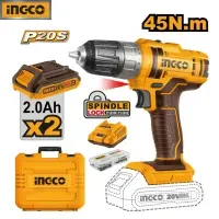 Taladro Atornillador Inalámbrico Ingco 20V 2 Baterías 2.0AH Con Set 47 Accesorios CDLI200528