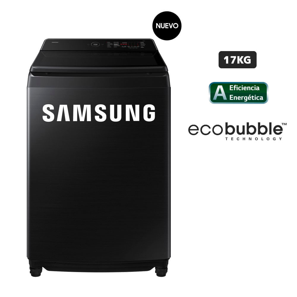 Lavadora SAMSUNG Carga Superior 17 Kg AI Wash EcoBubble WA80F17S8BPE Negro