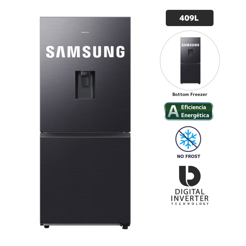 Refrigeradora Samsung All Around Cooling 409Lt Negra RB45DG6300B1PE